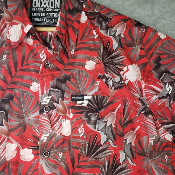 Dixxon Flannel Snap On Tools Limited Edition Hawaiian Shirt Mens Large Red - Picture 4 of 6